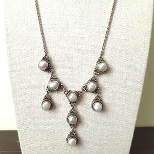 Sterling Silver Bali Real Pearl Chandelier Necklace is